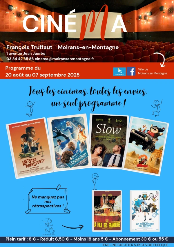 Programme Cinéma du 20 août au 7 septembre 2025